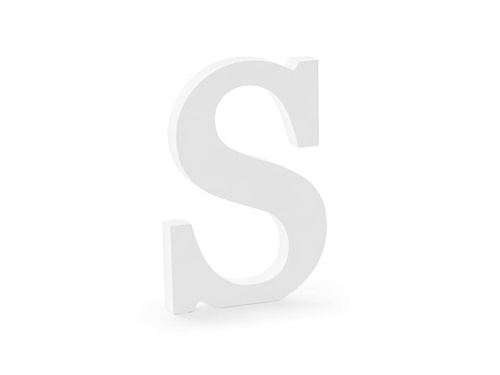 Drewniana dekoracja literka S - biała