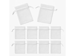 Woreczki z organzy dla gości - białe, gładkie - 9 x 12 cm - 10 szt.