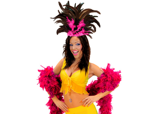 Opaska tancerki samby z piórami czarnymi i różowymi - 1 szt.