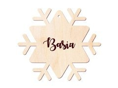 Zawieszka drewniana śnieżka z imieniem lub logo firmy - 11 cm - 1 szt.