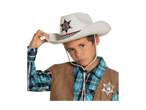 Kapelusz dziecięcy kowbojski Sheriff biały