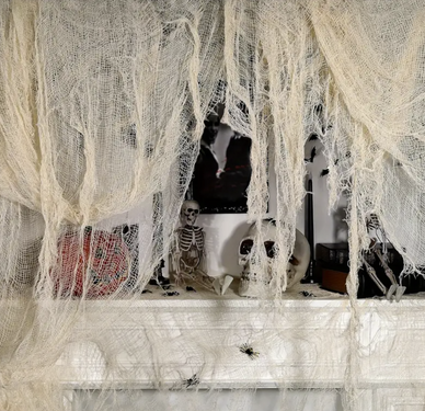 Kremowa siatka na Halloween - 76 x 300 cm - 1 szt.