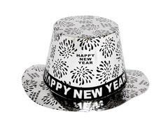 Kapelusz Happy New Year srebrny - 1 szt.
