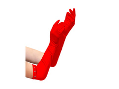 Długie czerwone satynowe rękawiczki - dla dzieci