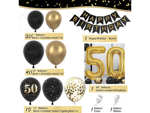 Zestaw balonów do girlandy balonowej na pięćdziesiątkę - 80 szt.