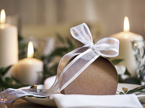 Tasiemka szyfonowa, biała, 25 mm / 25 m, 1 szt.