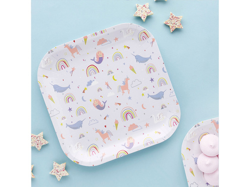 Talerzyki papierowe na urodziny Zaczarowany Świat - 23 cm - 8 szt.