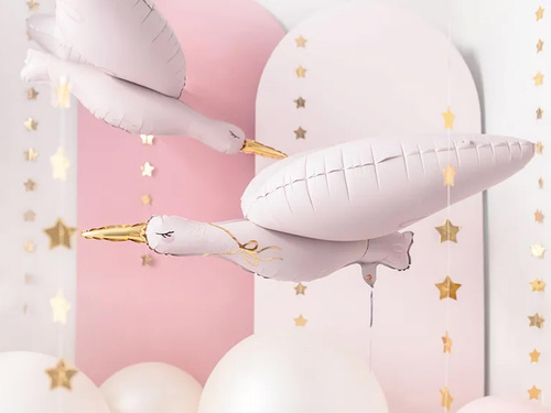 Balon foliowy Bocian jasnoróżowy - 100 x 43 cm - 1 szt.