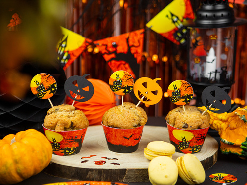 Pikery na muffiny dynie na Halloween - 6 szt.