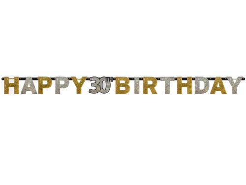 Baner Happy Birthday na trzydziestkę - 240 cm - 1 szt.