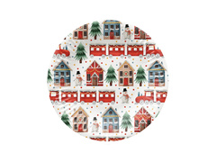 Talerzyki papierowe Świąteczne Miasteczko - 18 cm - 8 szt.