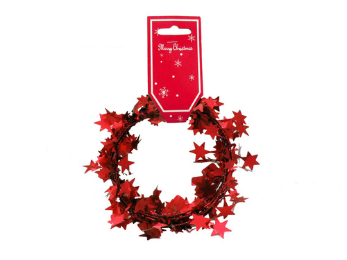 Łańcuch z gwiazdkami czerwony - 270 cm - 1 szt.