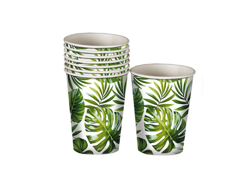 Kubeczki papierowe Tropikalne Liście - 240 ml - 6 szt.