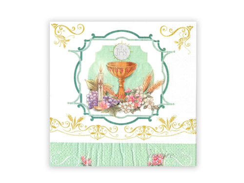 Serwetki komunijne z kielichem IHS - 33 cm - 20 szt.