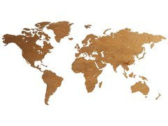 Dekoracja drewniana na ścianę Mapa świata z granicami państw