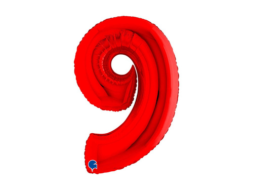 Balon foliowy cyfra 9 czerwony - 40" - 1 szt.