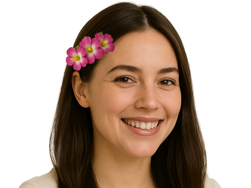Hawajska przypinka kwiatek różowy - 1 szt.