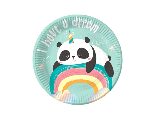 Talerzyki papierowe Rozmarzona Panda - 18 cm - 6 szt.