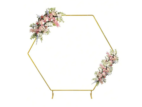 Heksagonalny stelaż do balonów złoty - 200 x 220 cm - 1 szt.