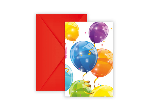 Zaproszenia urodzinowe Baloniki - 6 szt.