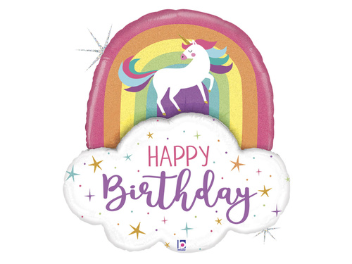 Balon foliowy Tęcza i Jednorożec - 89 cm - 1 szt.