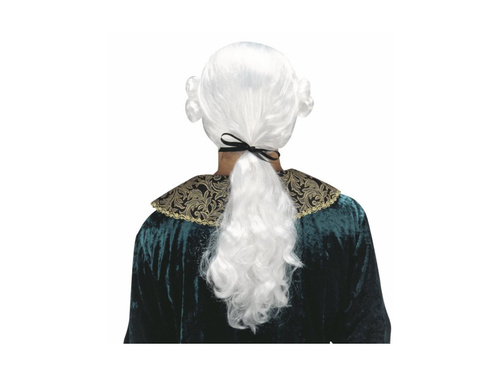 Peruka Księcia Donatiena biała z kucykiem