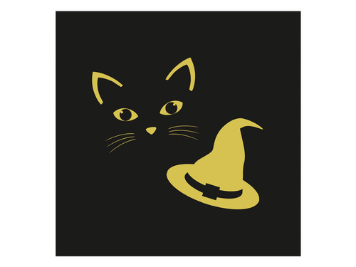 Zestaw obrus, kubeczki, serwetki, talerzyki papierowe Czarownica i kot - 45 szt.