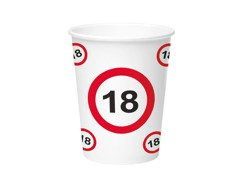 Kubeczki papierowe na urodziny Znak zakazu 18tka - 250 ml - 8 szt.