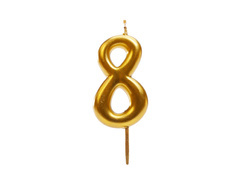 Świeczka cyferka metaliczna złota - 8 - osiem - 1 szt.
