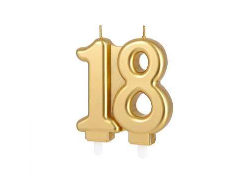 Świeczka na 18-tkę złota - 7,5 cm - 1 szt.