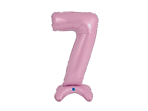 Balon foliowy stojący cyfra 7 pastelowa różowa - 64 cm - 1 szt.