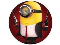 Dekoracyjny opłatek tortowy Minionki - 20 cm