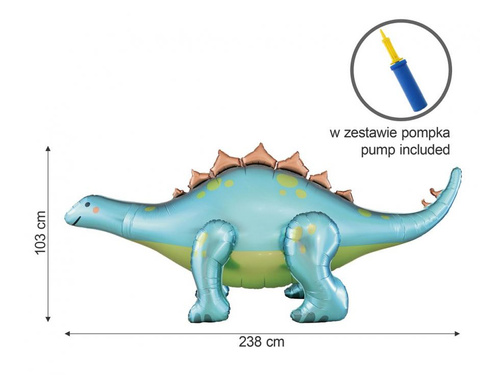 Balon foliowy stojący Dinozaur Stegozaur - 238 x 91 x 103 cm - 1 szt.