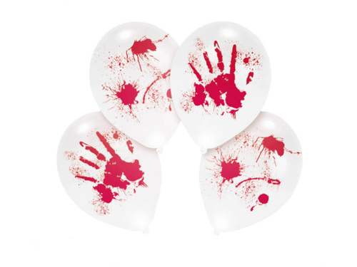 Balony LED z krwawym nadrukiem - 28 cm - 4 szt.