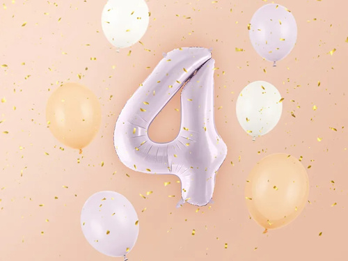 Balon foliowy fioletowy cyfra 4 - 72 cm - 1 szt.