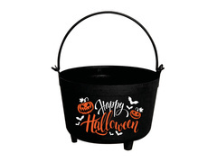 Wiaderko czarne Happy Halloween - 24 x 23 cm - 1 szt.