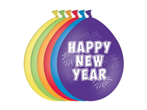 Balony Happy New Year - 27 cm - 6 szt.