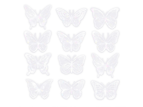 Naklejki motylki holograficzne białe - 12 szt.