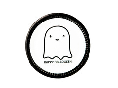 Talerzyki papierowe na Halloween Wesoły Duszek - 18 cm - 6 szt.