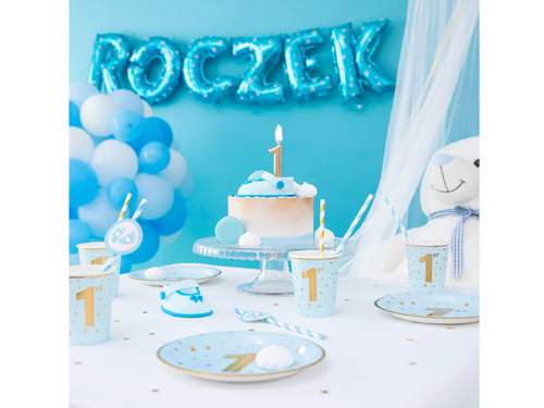 Talerzyki papierowe na roczek niebieskie - 18 cm - 6 szt.