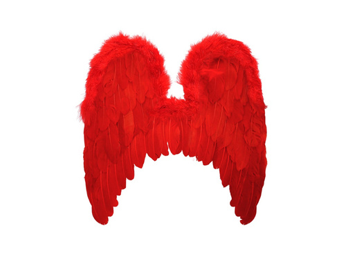 Czerwone skrzydła z piór z obszyciem z marabutów 46×48 cm