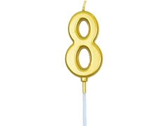 Świeczka cyferka złota - 8 - 1 szt.