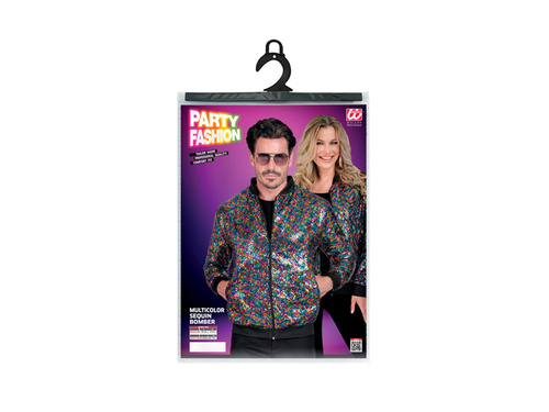 Imprezowa cekinowa kurtka - bomberka - multikolor