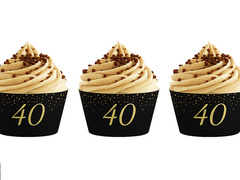 Papilotki na babeczki Sparkling na czterdzieste urodziny - 6 szt.