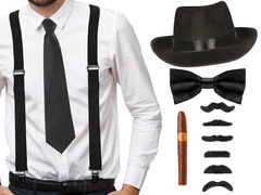 Zestaw gangstera czarny - 1 komplet.