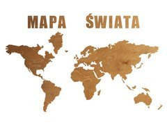 Dekoracja drewniana na ścianę Mapa świata - 1 komplet