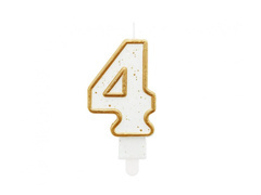 Świeczka cyferka ze złotą obwódką i brokatem - 4 - 1 szt.