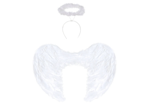 Zestaw skrzydła anioła białe + aureolka