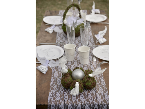 Dekoracja bieżnik koronkowy na stół - biały - 30cm x 5 m - 1 szt.