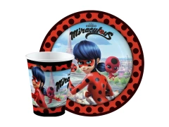 Zestaw kubeczki + talerzyki papierowe na urodziny Miraculum - 16 szt.